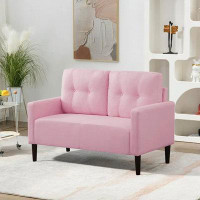 Ebern Designs Ebern Designs Modern Sofa Couches, 2 Seater Couches For Living Room, Bedroom, Apartment, Pink