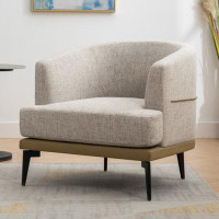 George Oliver Modern Two-Tone Barrel Fabric Chair, Upholstered Round Armchair For Living Room Bedroom Reading Room 16