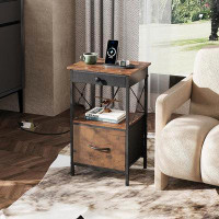 17 Stories 17 Stories Nightstand With Charging Station, End Table With USB Ports And Outlets, Small End Tables Living Ro