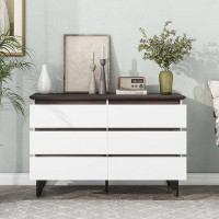 Infinity 6-Drawer Double Dresser With Wide Drawers,White Dresser For Bedroom, Wood Storage Chest Of Drawers For Living R
