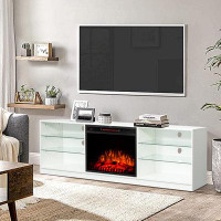 Orren Ellis TV Stand For Tvs Up To 90" With Fireplace Included,White
