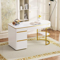 Mercer41 3-Drawers Computer Desk with Gold Metal Legs