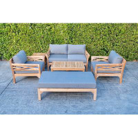 Willow Creek Designs 6 pc Monterey Teak Loveseat Deep Seating Set with Coffee Table