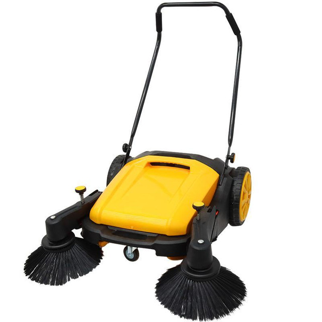 Triple Brush Push Power Sweeper Pavement Sweeper Portable Hand Push Without Sunroof Working Width 41Inch Yellow 025301 in Other Business & Industrial in Toronto (GTA) - Image 2