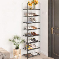 Rebrilliant 8 Tier Shoe Rack Tall, Sturdy Metal Narrow Rack That Can Store 16-20 Pairs Of Shoes, Stackable Shelf For Clo