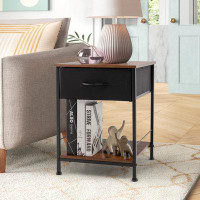 17 Stories 2 Tiers Wood End Table With Drawer