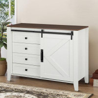 Red Barrel Studio Storage dresser with sliding barn door design and spacious tabletop,for Living Room Entryway