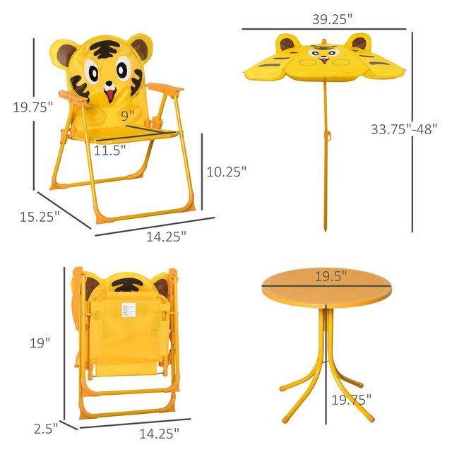 Kids Garden Table and Chair Set 19.5" x 19.5" x 19.75" Yellow in Other Tables - Image 3