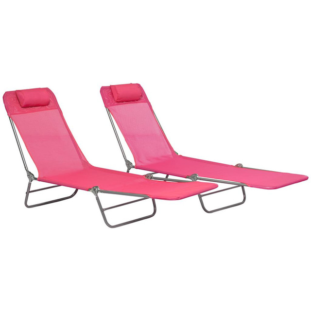 Sun Lounger Set 22" W x 71.7" D x 10.8" H Pink in Patio & Garden Furniture - Image 2