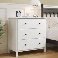 Winston Porter White Dresser For Bedroom, 27.5''w Dresser With 3 Drawers, Modern Chest Of Drawers, Large Capacity Solid