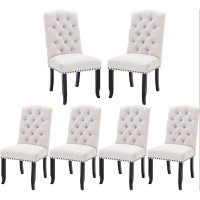 Homlpope Tufted Fabric Parsons Chair in Beige