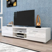 Latitude Run® TV Stand for TVs up to 70", Console Media Centre with 2 Storage Cabinet and Open Shelves
