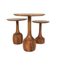 The Twillery Co. Shultis Solid Wood Pedestal End Table Set