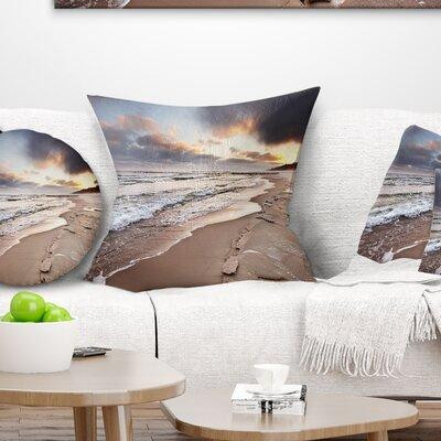 Made in Canada - East Urban Home Seascape Shore of Baltic Sea during Winter Pillow in Bedding