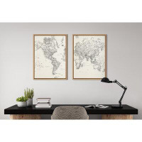 Kate and Laurel Vintage Black and White World Map by the Creative Bunch Studio