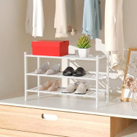 Latitude Run® 3-tier Natural Bamboo Shoe Rack - Stackable Storage Shelf With Multi-function Combinations - Free Standing