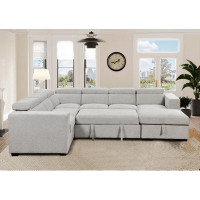 Hokku Designs 123" Modern U Shaped 7-Seat Sectional Sofa Couch With Adjustable Headrest