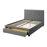 Latitude Run® Polyfiber Queen Size Bed Tufted Headboard Storage Drawers Footboard