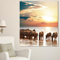 Design Art 'Herd of Zebras in Clear Lake' Photographic Print on Wrapped Canvas