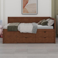 Red Barrel Studio Twin Size Daybed With Drawers And Shelves