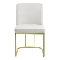Everly Quinn Yahoue Side Chairs in White and Gold (Set of 2)