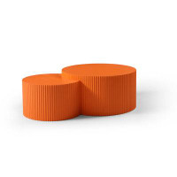 Toeasliving 31.5inch Nesting table set of 2 Round and Half Moon Shapes, Bright Orange
