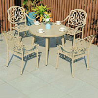 Canora Grey Aluminum alloy patio dining table and chair set