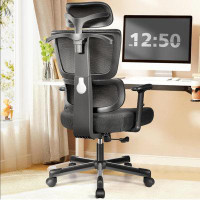 Inbox Zero Black Ergonomic High Back Office Chair: Computer Gaming Chair With Lumbar Support, Breathable Mesh, Adjustabl