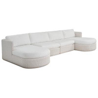 Tommy Bahama Outdoor Ocean Breeze Promenade 152'' Wide Outdoor Wicker U-Shaped Patio Sectional with Cushions