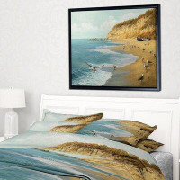 East Urban Home 'The Calm Beach' Framed Oil Painting Print on Wrapped Canvas