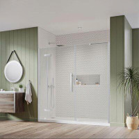Ove Decors OVE Decors Endless TA1360200 Tampa, Alcove Frameless Hinge Shower Door, 65 To 67 3/8 In. W X 72 In. H, In Sat