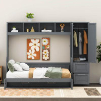 Hokku Designs Queen Size Murphy Bed Wall Bed With Closet And Drawers
