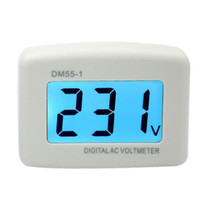LCD Digital Voltage Tester and Voltmeter Volt Monitor - AC 80V 300V - AC Panel Meter - Blue Backlight Display - White -