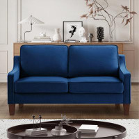 Winston Porter Loveseat sofa, Upholstered Small Couch with Wooden Legs