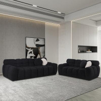 Latitude Run® Wooden frame three-seater sofa and double with pillows for living room and bedroom
