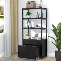 Inbox Zero 4-Tier Open File Cabinet With 2 Drawers