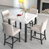 Winston Porter 5 - Piece Faux Marble Top Dining Set