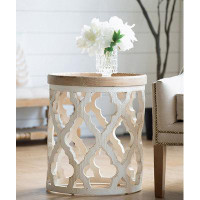 BOSTINS Large Distressed White Side Table