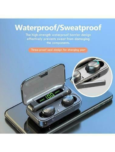 Wireless Earbuds TWS F9-5 Bluetooth 5.0 LED Display Earphones 9D Stereo Sport Music Waterproof Headset - Black in General Electronics - Image 2