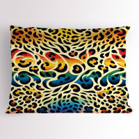 Ambesonne Ambesonne Leopard Print Pillow Sham in Rainbow Colours Yellow and Multicolor