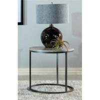 Wade Logan Lainey Faux Marble Round Top End Table