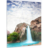 Design Art 'Amazing Waterfall under Cloudy Sky' Photographic Print on Metal