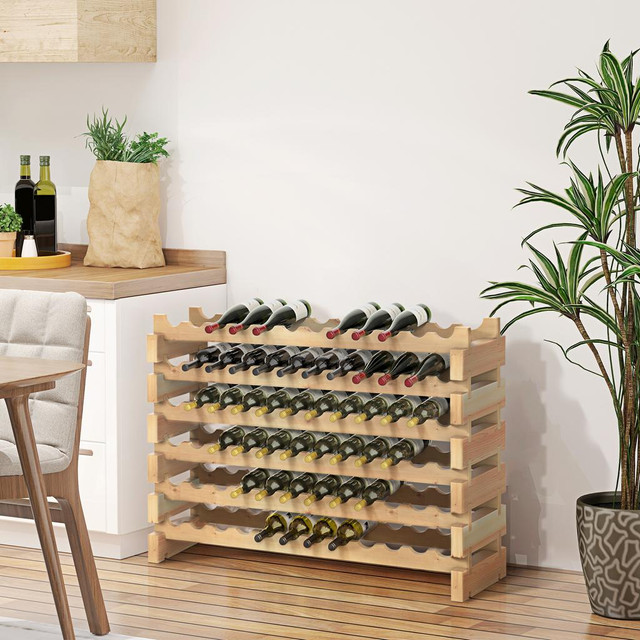 Wine Rack 45"x11"x31.5" Natural Wood in Storage & Organization