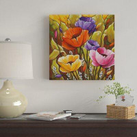 Winston Porter 'Flowers and Leaves' Acrylic Painting Print on Wrapped Canvas