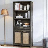 Latitude Run® Titusville 73"H 4 Tier Bookcase with File Cabinet Drawer, Bookshelf Storage with Doors