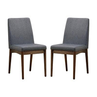 Latitude Run® Set Of 2 Padded Fabric Dining Chairs In Natural Tone And Grey