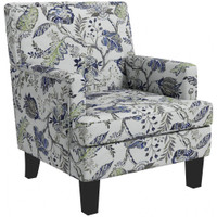 UPHOLSTERED ARMCHAIR, MID-CENTURY ACCENT CHAIR WITH FLORAL PATTERN, NAILHEAD TRIM FOR LIVING ROOM, BEDROOM, MULTICOLOUR