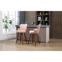 Mercer41 Swivel Bar Stools With Backrest Footrest ,With A Fixed Height Of 360 Degrees