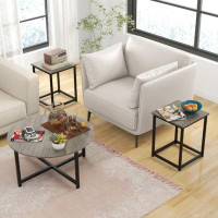 Latitude Run® 3-Piece Coffee Table Set Round Coffee Table And 2PCS Square End Tables