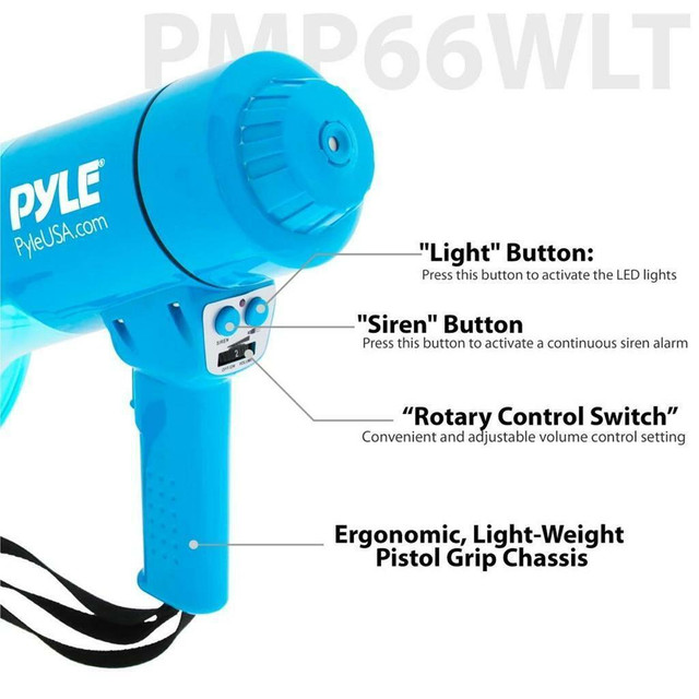 PYLE PMP66WLT Waterproof 40 Watt Megaphone w/ Built-in LED Light in Other - Image 4